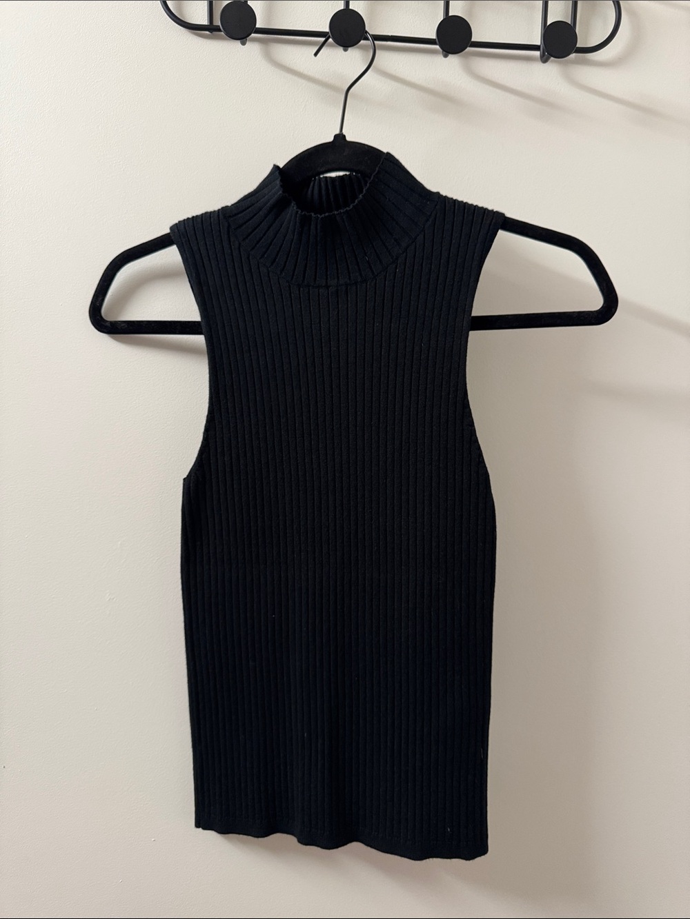 Madewell Sleeveless Ribbed Mock Neck Top - Black